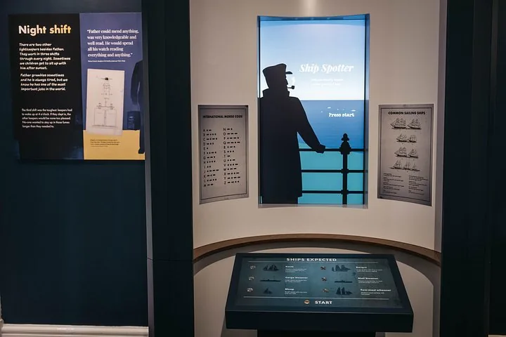 Museum display featuring information about the night shift and ships expected.